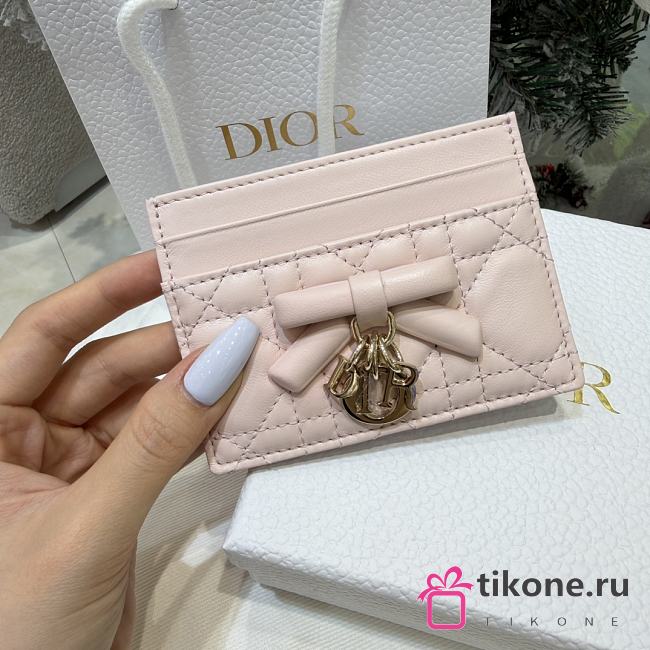 Lady Dior Freesia Card Holder Soupir Pink Cannage Lambskin - 10.5x8x0.5cm - 1