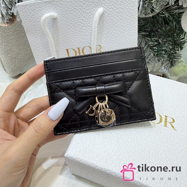 Lady Dior Freesia Card Holder Black Cannage Lambskin - 10.5x8x0.5cm - 1