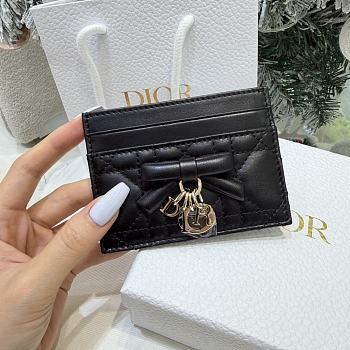 Lady Dior Freesia Card Holder Black Cannage Lambskin - 10.5x8x0.5cm