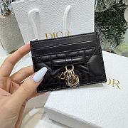 Lady Dior Freesia Card Holder Black Cannage Lambskin - 10.5x8x0.5cm - 6