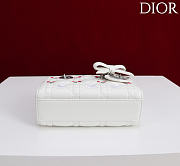 Dioramour Lady D-Joy Micro Bag White Cannage Lambskin Embroidered with Multicolor Doves & Roses Motif - 16x9x5cm - 4