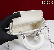 Dioramour Lady D-Joy Micro Bag White Cannage Lambskin Embroidered with Multicolor Doves & Roses Motif - 16x9x5cm - 6