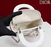 Dioramour Mini Lady Dior Bag with Chain White Cannage Lambskin Embroidered with Multicolor Doves & Roses Motif - 18x15x7cm - 2