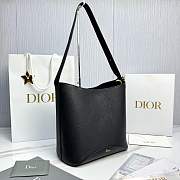 Medium Dior Médaillon Bucket Bag Black Grained Calfskin - 26.5x26x15cm - 5