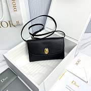 Dior Médaillon Envelope Pouch with Strap Black and Myosotis Blue Grained Calfskin - 20.5x13.5x4cm - 2