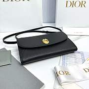 Dior Médaillon Envelope Pouch with Strap Black and Myosotis Blue Grained Calfskin - 20.5x13.5x4cm - 3