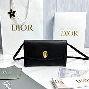 Dior Médaillon Envelope Pouch with Strap Black and Myosotis Blue Grained Calfskin - 20.5x13.5x4cm - 4
