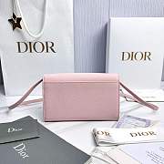 Dior Médaillon Envelope Pouch with Strap Rose Tendre and Gris Pietro Grained Calfskin - 20.5x13.5x4cm - 4