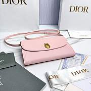 Dior Médaillon Envelope Pouch with Strap Rose Tendre and Gris Pietro Grained Calfskin - 20.5x13.5x4cm - 3