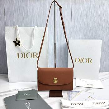 Dior Médaillon Envelope Pouch with Strap Marron Bobby and Lingerie Pink Grained Calfskin - 20.5x13.5x4cm