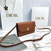 Dior Médaillon Envelope Pouch with Strap Marron Bobby and Lingerie Pink Grained Calfskin - 20.5x13.5x4cm - 4