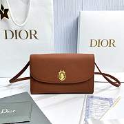 Dior Médaillon Envelope Pouch with Strap Marron Bobby and Lingerie Pink Grained Calfskin - 20.5x13.5x4cm - 3