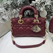 Dior Or Mini Lady D-Joy Bag Hermitage Red Cannage Lambskin Bow - 19x10.5x5.5cm - 1
