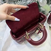 Dior Or Mini Lady D-Joy Bag Hermitage Red Cannage Lambskin Bow - 19x10.5x5.5cm - 2