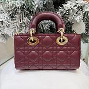 Dior Or Mini Lady D-Joy Bag Hermitage Red Cannage Lambskin Bow - 19x10.5x5.5cm - 4