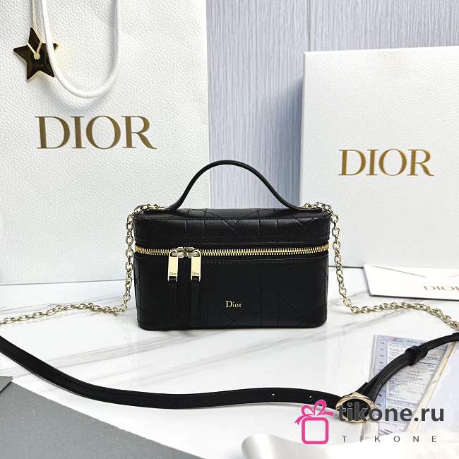 Dior Trianon Soft Vanity Mini Bag Black Flat Macrocannage Lambskin - 19x11x5cm - 1