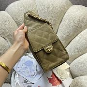Chanel 25 Small Handbag Grained Calfskin & Gold-Tone Metal Dark Khaki - 30x26x14cm - 2
