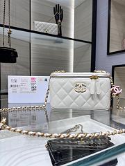 Chanel Small Vanity Case Lambskin Quilted With Chain White - 17x9.5x8cm - 4