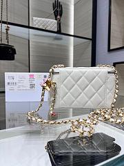 Chanel Small Vanity Case Lambskin Quilted With Chain White - 17x9.5x8cm - 5