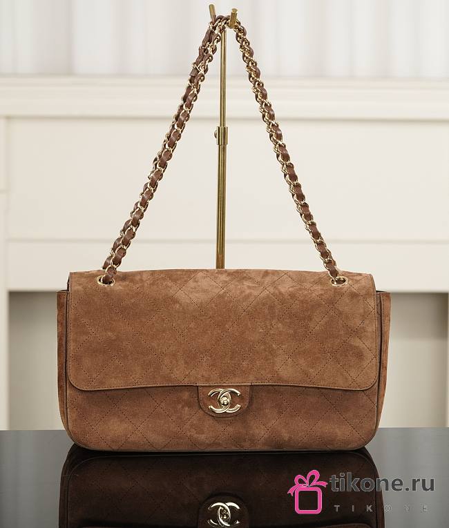 Chanel Maxi Flapbag Suede Calfskin & Gold-Tone Metal Camel AS6281 - 32x19.5x10cm - 1