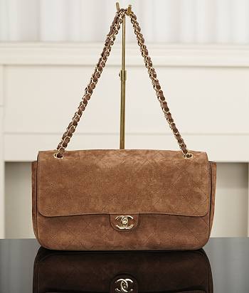 Chanel Maxi Flapbag Suede Calfskin & Gold-Tone Metal Camel AS6281 - 32x19.5x10cm