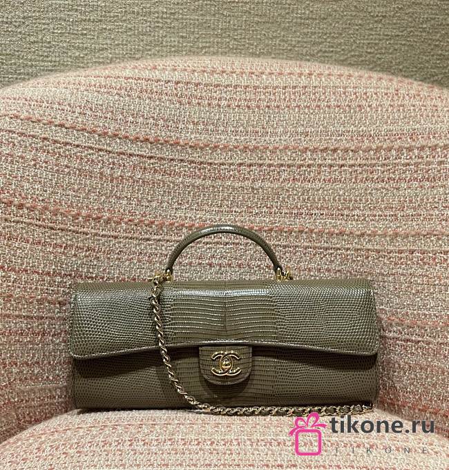 Chanel Clutch With Chain Lizard Embossed Calfskin & Gold-Tone Metal Dark Khaki AP5280 - 25x9.5x5cm - 1