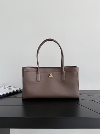 Chanel Small Shopping Bag Calfskin & Gold-Tone Metal Brown AS6243 - 39x20x13cm