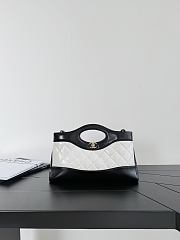 Chanel 31 Shopping Bag Lambskin Gold Tone Metal Black White  - 1