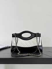 Chanel 31 Shopping Bag Lambskin Gold Tone Metal Black White  - 3