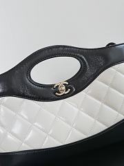 Chanel 31 Shopping Bag Lambskin Gold Tone Metal Black White  - 2