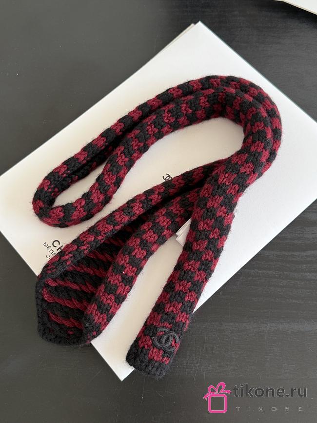 Chanel Tie Cashmere Black & Burgundy AAC166  - 1