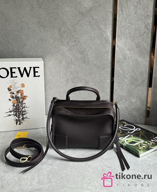 Loewe Small Amazona 180 Bag in Soft Calfskin Dark Chestnut - 24.5x18.5x10cm - 1