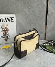 Loewe Small Amazona 180 Bag in Suede Oro/Chocolat - 24.5x18.5x10cm - 2