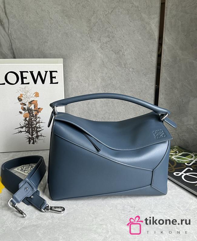 Loewe Large Puzzle Edge Bag In Classic Calfskin Indigo Dye - 33x21.5x15cm   - 1