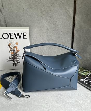 Loewe Large Puzzle Edge Bag In Classic Calfskin Indigo Dye - 33x21.5x15cm  