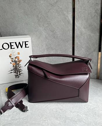 Loewe Large Puzzle Edge Bag In Classic Calfskin Burgundy - 33x21.5x15cm