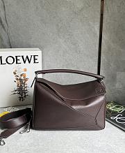 Loewe Large Puzzle Edge Bag In Supple Grained Calfskin Chocolate - 33x21.5x15cm - 6
