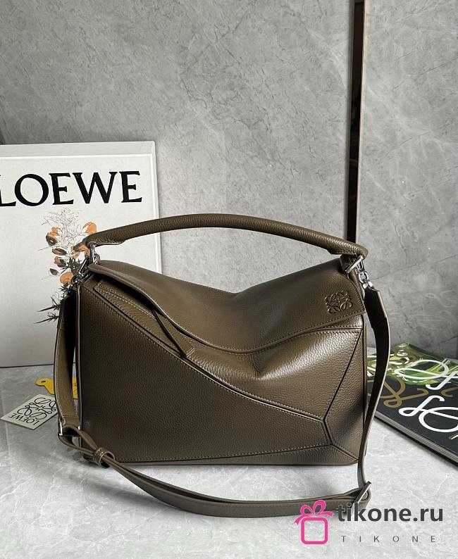 Loewe Large Puzzle Edge Bag In Supple Grained Calfskin Tundra - 33x21.5x15cm - 1