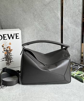 Loewe Large Puzzle Edge Bag In Supple Grained Calfskin Dark Gray - 33x21.5x15cm