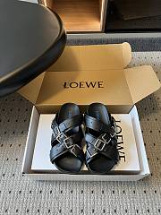 Loewe Type Fussbett Sandal in Vegetable-tanned Calfskin Black - 5