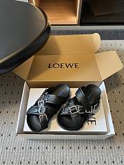 Loewe Type Fussbett Sandal in Vegetable-tanned Calfskin Black - 4