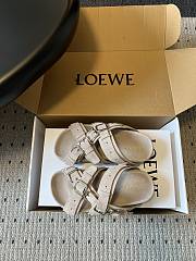 Loewe Type Fussbett Sandal in Suede Calfskin Hazelnut - 3