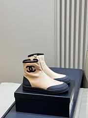 Chanel Short Boots Mixed Fibers & Rubber Beige & Black G47141 - 1