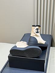 Chanel Short Boots Mixed Fibers & Rubber Beige & Black G47141 - 6