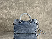 Balenciaga Le City Bag Small in Blue Washed Denim - 30x19x9.6cm - 4