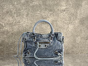 Balenciaga Le City Bag Small in Blue Washed Denim - 30x19x9.6cm - 3