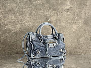 Balenciaga Le City Bag Small in Blue Washed Denim - 30x19x9.6cm - 2