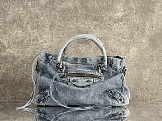 Balenciaga Le City Bag Medium in Blue Washed Denim - 38.5x24x15cm - 4