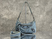 Balenciaga Le City Moto Small in Blue Washed Denim - 28x18x4cm - 1