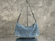 Balenciaga Le City Moto Small in Blue Washed Denim - 28x18x4cm - 3